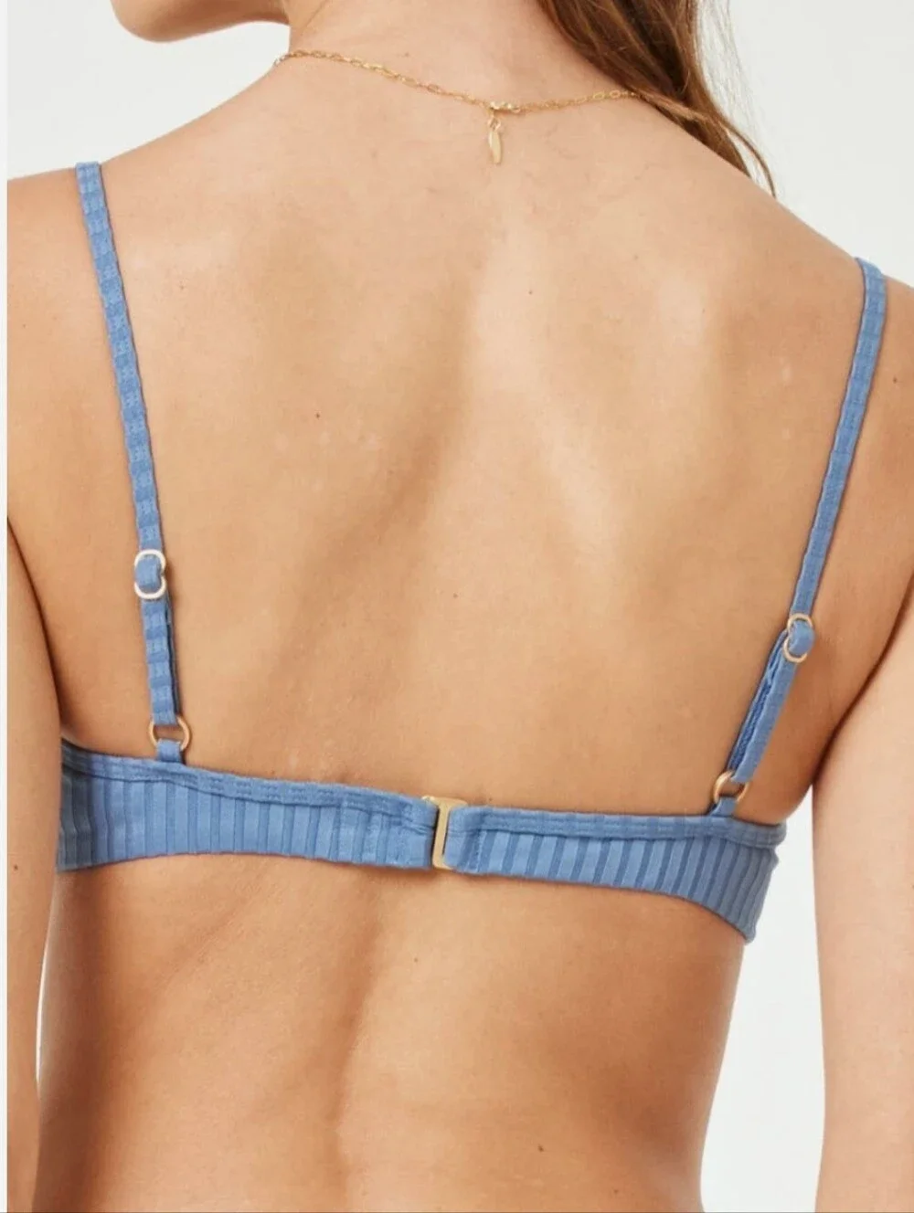 NWT L*SPACE Peyton Bikini Top - Baltic Blue - Size DD - U-Wire Plunge